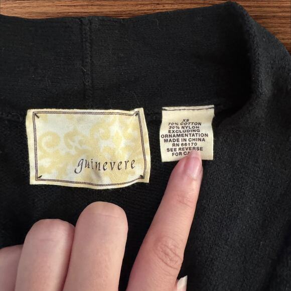 Anthropologie Guinevere Button Front Black Cropped Cardigan - Picture 6 of 6